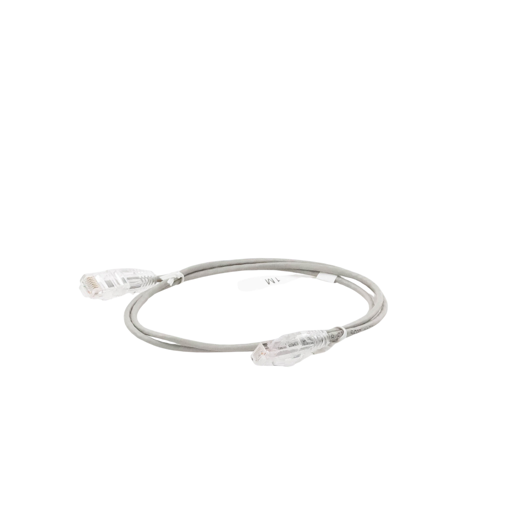 Cable de Parcheo Slim UTP Cat6 - 1 Metro (3.28 Pies), Gris, Diámetro Reducido (28 AWG)