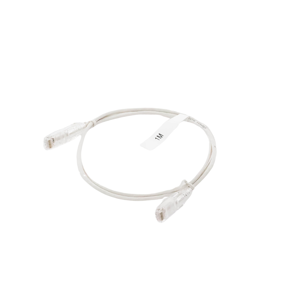 Cable de Parcheo Slim UTP Cat6 - 1 Metro (3.28 Pies), Blanco, Diámetro Reducido (28 AWG)