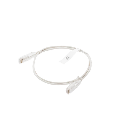 Cable de Parcheo Slim UTP Cat6 - 1 metro, Blanco, Diámetro Reducido (28 AWG)