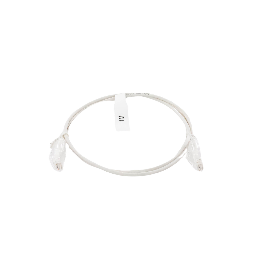 Cable de Parcheo Slim UTP Cat6 - 1 Metro (3.28 Pies), Blanco, Diámetro Reducido (28 AWG)