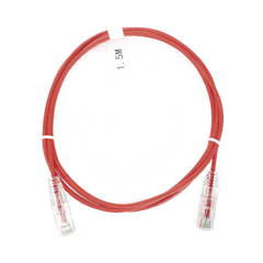 Cable de Parcheo Slim UTP Cat6 - 1.5 Metros (4.92 Pies) Rojo Diámetro Reducido (28 AWG)