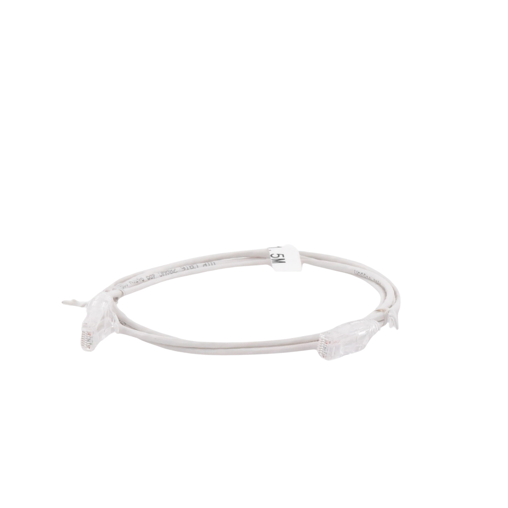 Cable de Parcheo Slim UTP Cat6 - 1.5 Metros (4.92 Pies) Blanco Diámetro Reducido (28 AWG)