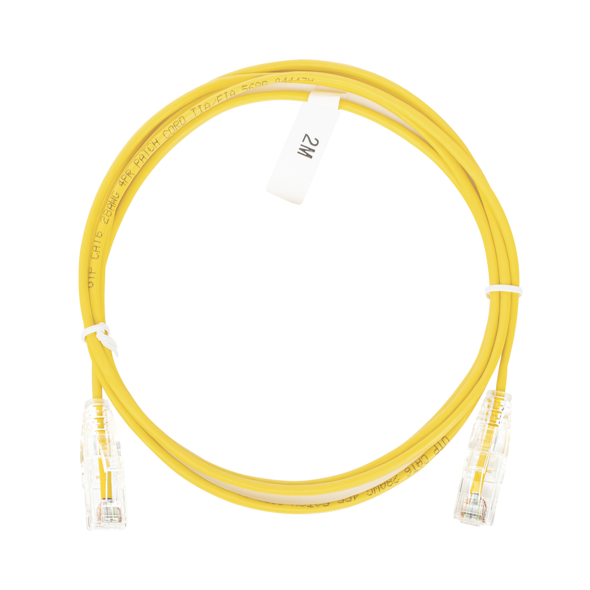 Cable de Parcheo Slim UTP Cat6 - 2 Metros (6.56 Pies) Amarillo Diámetro Reducido (28 AWG)