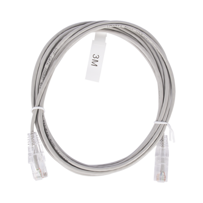 Cable de Parcheo Slim UTP Cat6 - 3 m Gris Diámetro Reducido (28 AWG)