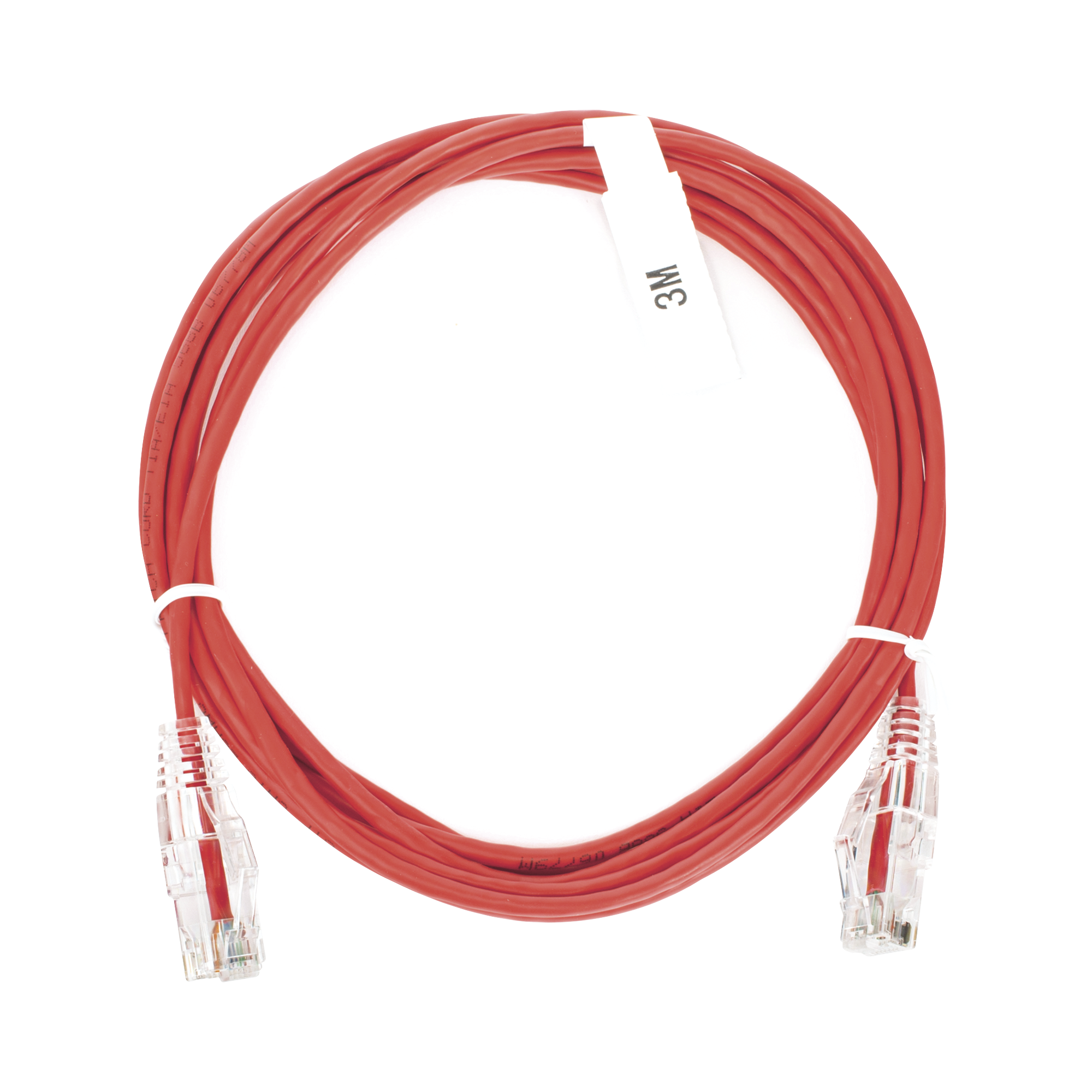Cable de Parcheo Slim UTP Cat6 - 3 Metros (9.84 Pies) Rojo Diámetro Reducido (28 AWG)