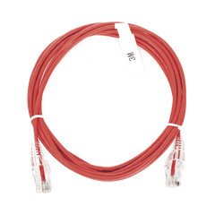 Cable de Parcheo Slim UTP Cat6 - 3 Metros (9.84 Pies) Rojo Diámetro Reducido (28 AWG)