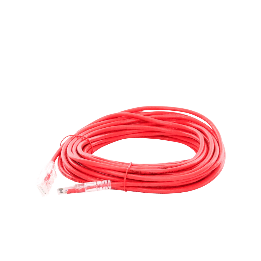 Cable de Parcheo Slim UTP Cat6A - 10 Metros (32.81 Pies) Rojo Diámetro Reducido (28 AWG)