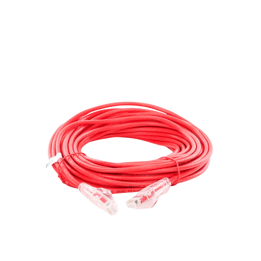 Cable de Parcheo Slim UTP Cat6A - 10 Metros (32.81 Pies) Rojo Diámetro Reducido (28 AWG)