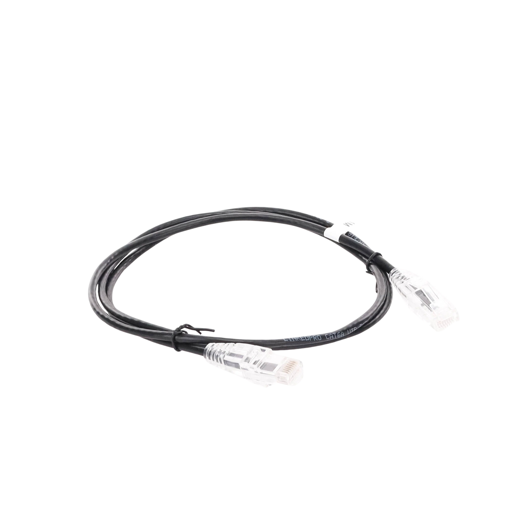 Cable de Parcheo Slim UTP Cat6A - 1 Metro (3.28 Pies) Negro, Diámetro Reducido (28 AWG)