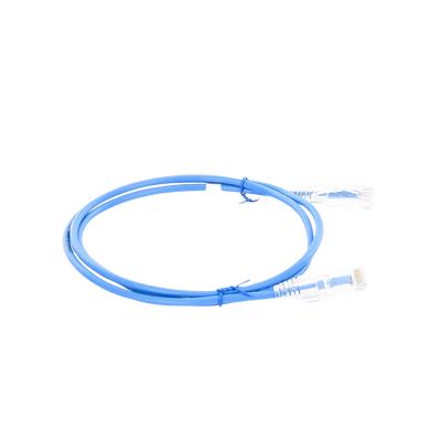 Cable de Parcheo Slim UTP Cat6A - 1 m Azul, Diámetro Reducido (28 AWG)