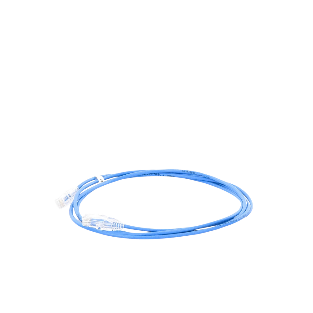 Cable de Parcheo Slim UTP Cat6A - 2 Metros (6.56 Pies) Azul, Diámetro Reducido (28 AWG)