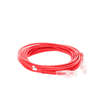 Cable de Parcheo Slim UTP Cat6A - 5 m Rojo, Diámetro Reducido (28 AWG