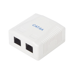 Caja de pared con 2 puertos, incluye 2 jacks UTP Cat6A