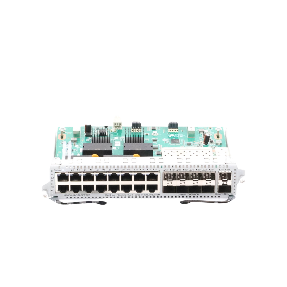 Tarjeta de Red con 16 puertos RJ45 1Gb, 8 puertos SFP 1Gb y 2 puertos SFP+ 10Gb para Chasis RG-NBS6002