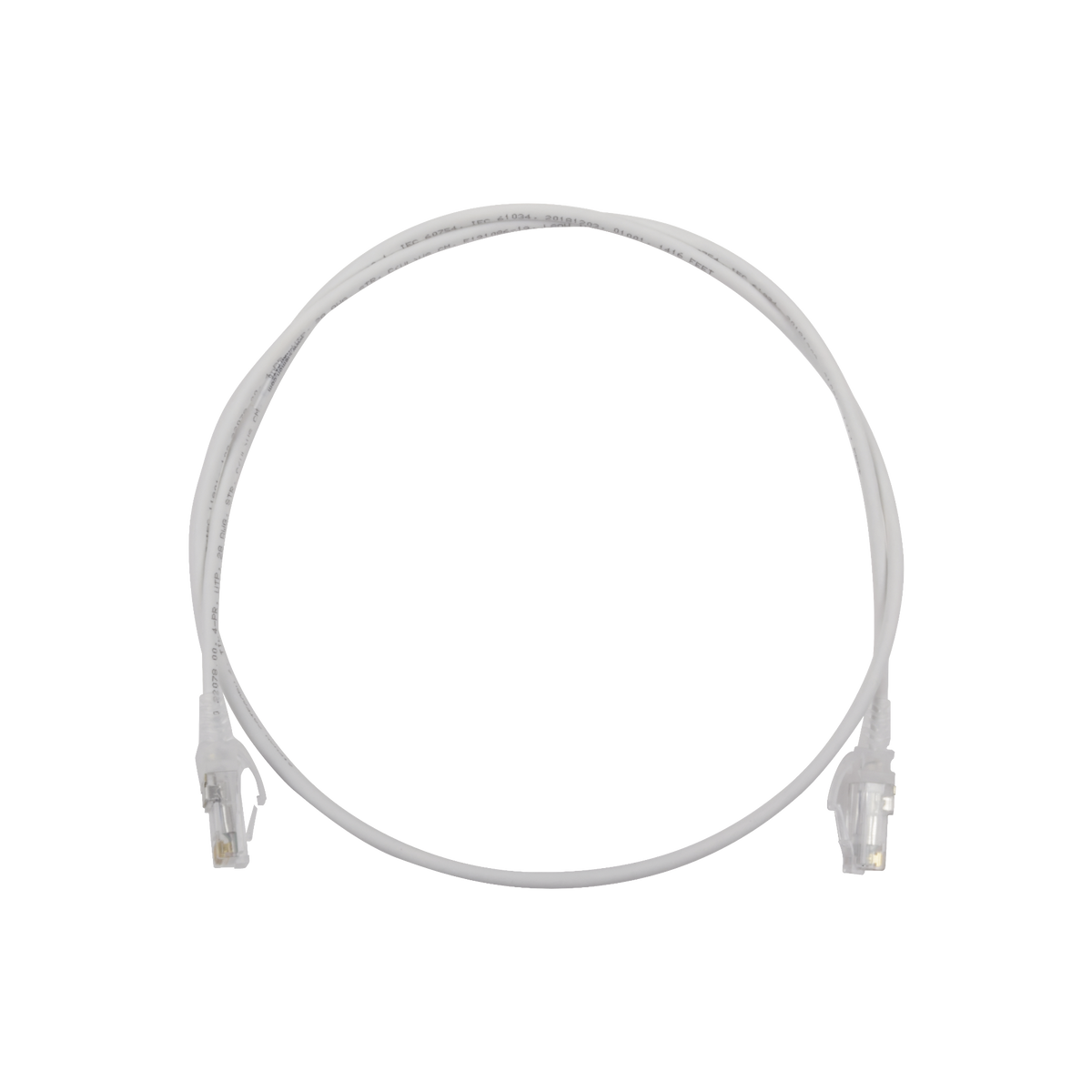 Patch Cord MC6 Modular Cat6 UTP, CM/LS0H, 0.91 Metros (3 Pies), Color Blanco, Diámetro Reducido (28AWG)