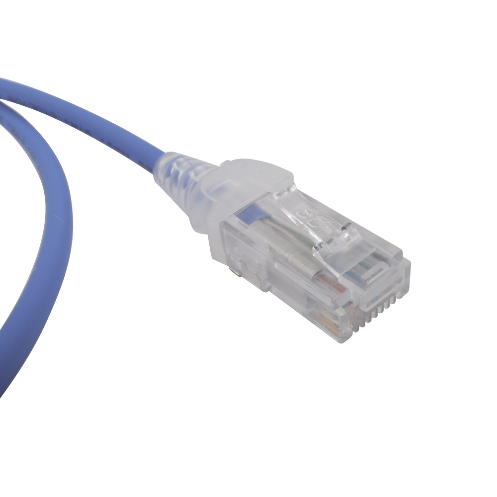 Patch Cord MC6 Modular Cat6 UTP, CM/LS0H, 0.91 Metros (3 Pies), Color Azul, Diámetro Reducido (28AWG)