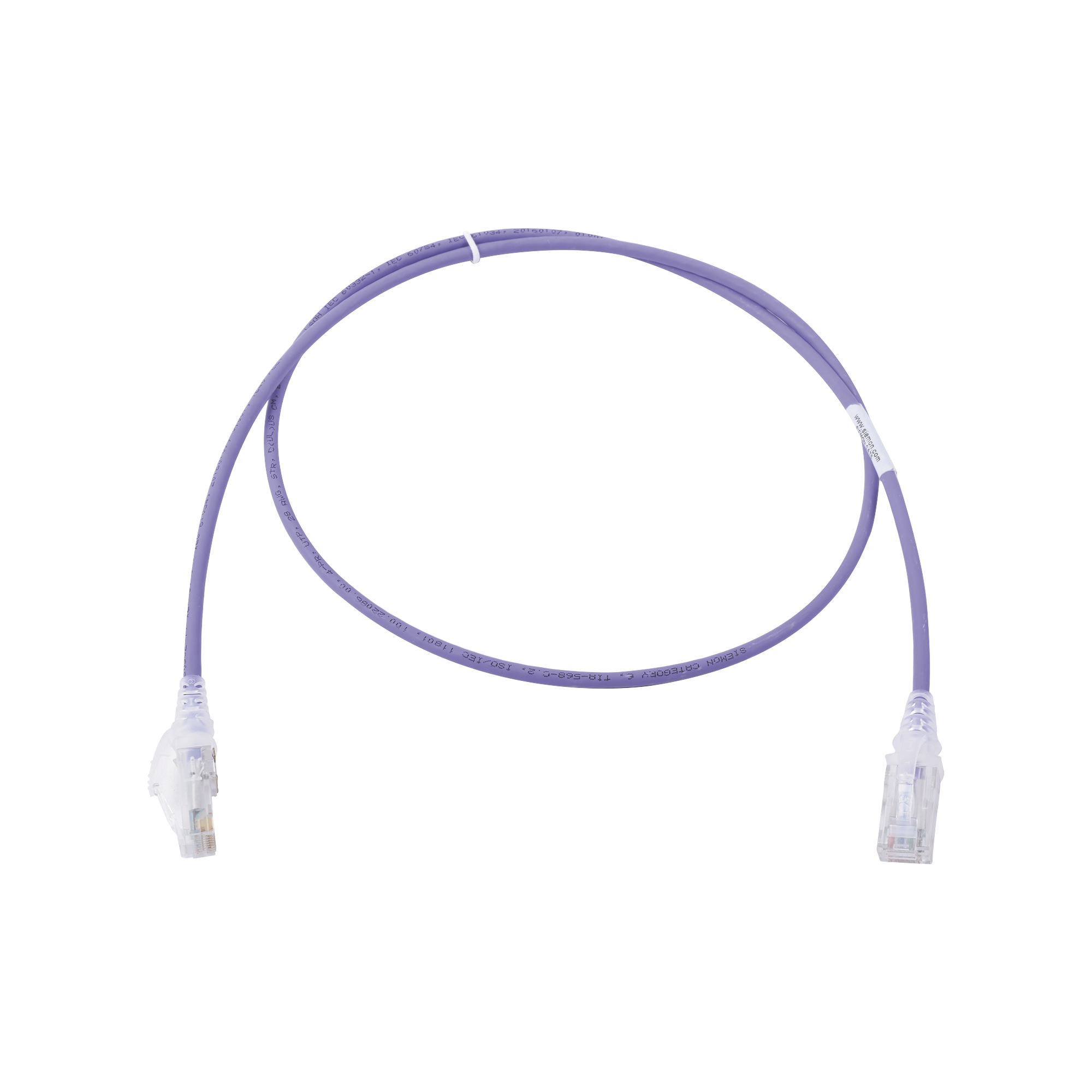 Patch Cord MC6 Modular Cat6 UTP, CM/LS0H, 0.91 Metros (3 Pies), Color Violeta, Diámetro Reducido (28AWG), Versión Bulk (Sin Empaque Individual)