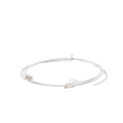 Patch Cord MC6 Modular Cat6 UTP, CM/LS0H, 5ft, Color Blanco, Diámetro Reducido (28AWG), Versión Bulk (Sin Empaque Individual)