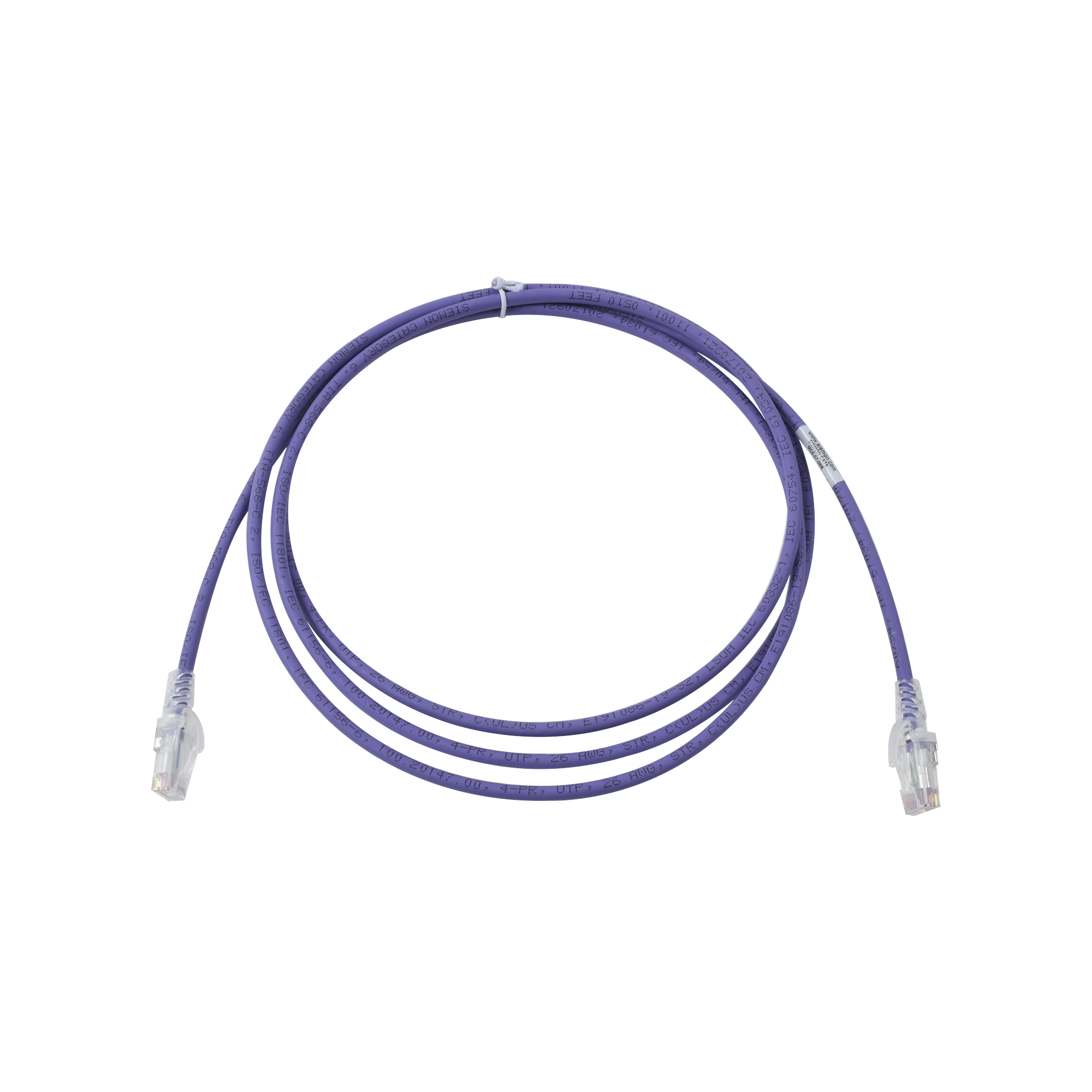 Patch Cord MC6 Modular Cat6 UTP, CM/LS0H, 2.13 Metros (7 Pies), Color Violeta, Versión Bulk (Sin Empaque Individual)