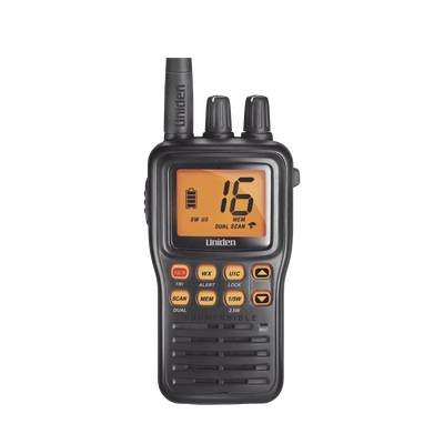 Radio Marino Portátil VHF, flotante y sumergible, Rx: 156.050-163.275MHz Tx: 156.025-157.425MHz, cumple con los canales marinos Internacionales, de EUA y Canadá
