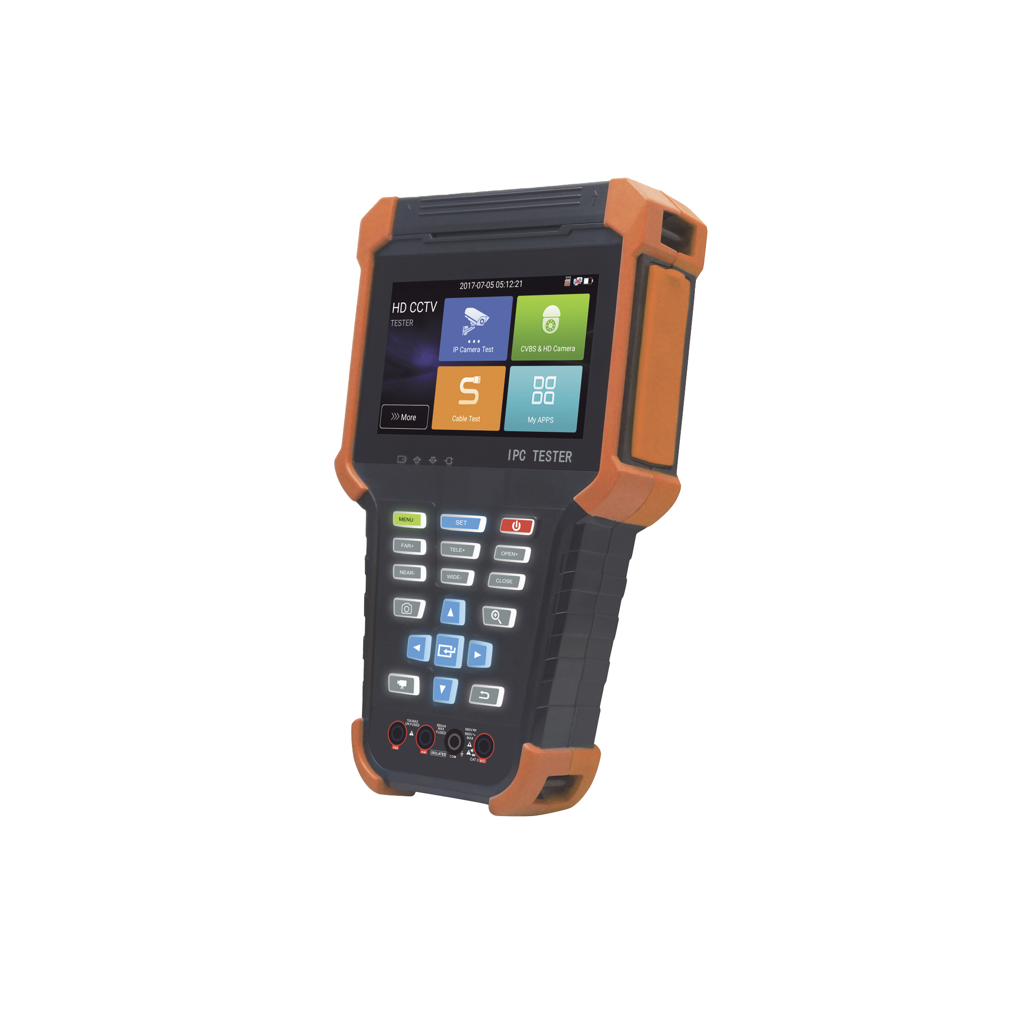 Tester de video de 7” / Prueba de cámara analógica / Prueba de cámara IP, soporte 4K, H.264 y H.265 / TVI de 8 MP, CVI de 8 MP, AHD de 8 MP / Multímetro digital / Entrada HDMI
