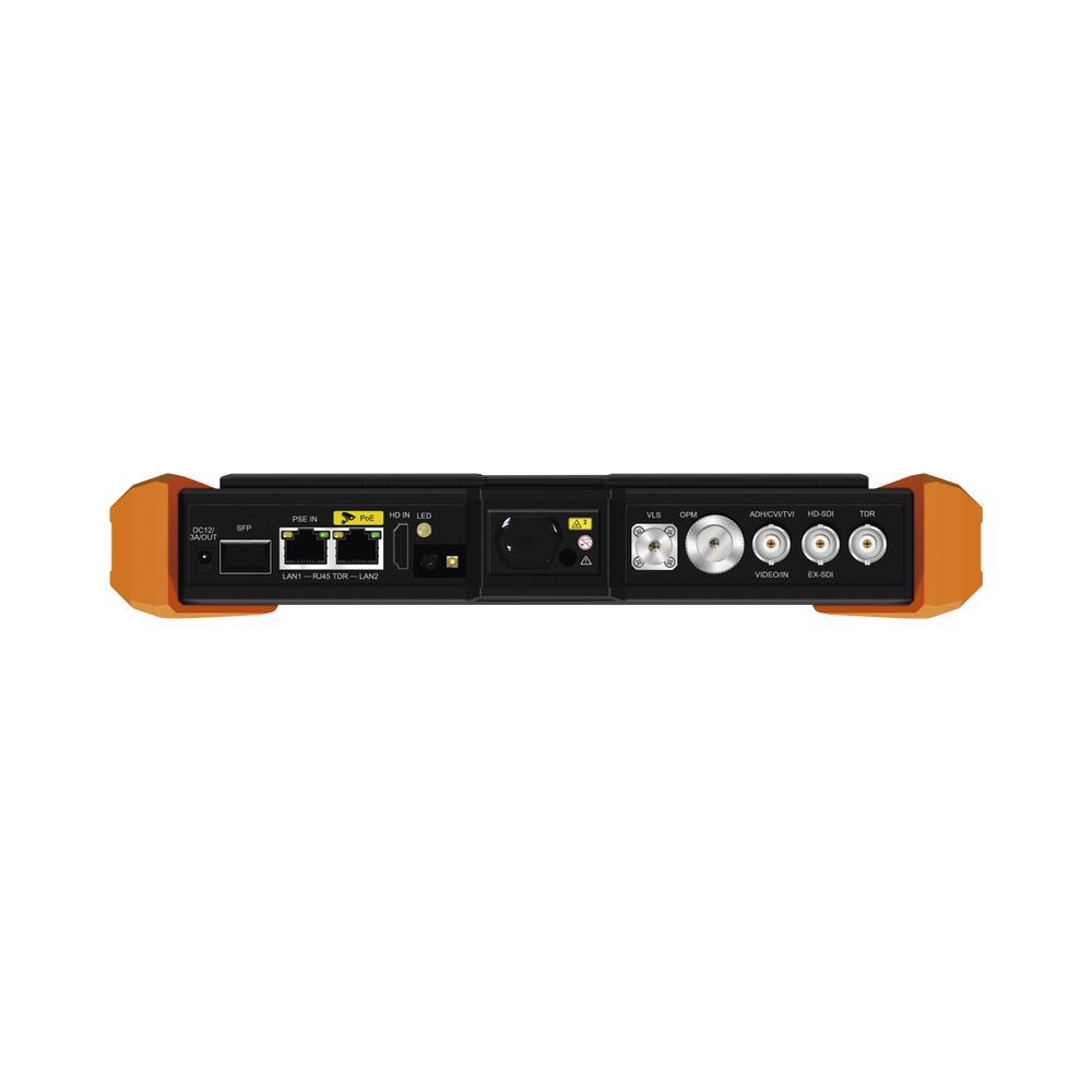 Probador de Vídeo con Pantalla LCD de 7" para IP ONVIF / 8MP TVI + 8MP CVI + 8MP AHD + SDI/EXâ€SDI + Multímetro + Cable TDR / Prueba de Red de Fibra Óptica + Medidor de Distancia Laser + Cámara Integrada
