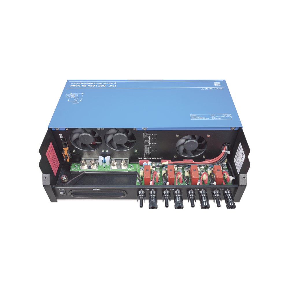 SmartSolar MPPT RS 450/100-MC4. Controlador Solar MPPT 100A, Voltaje: 48 Vcc. Para uso con Inv. Cargadores Victron