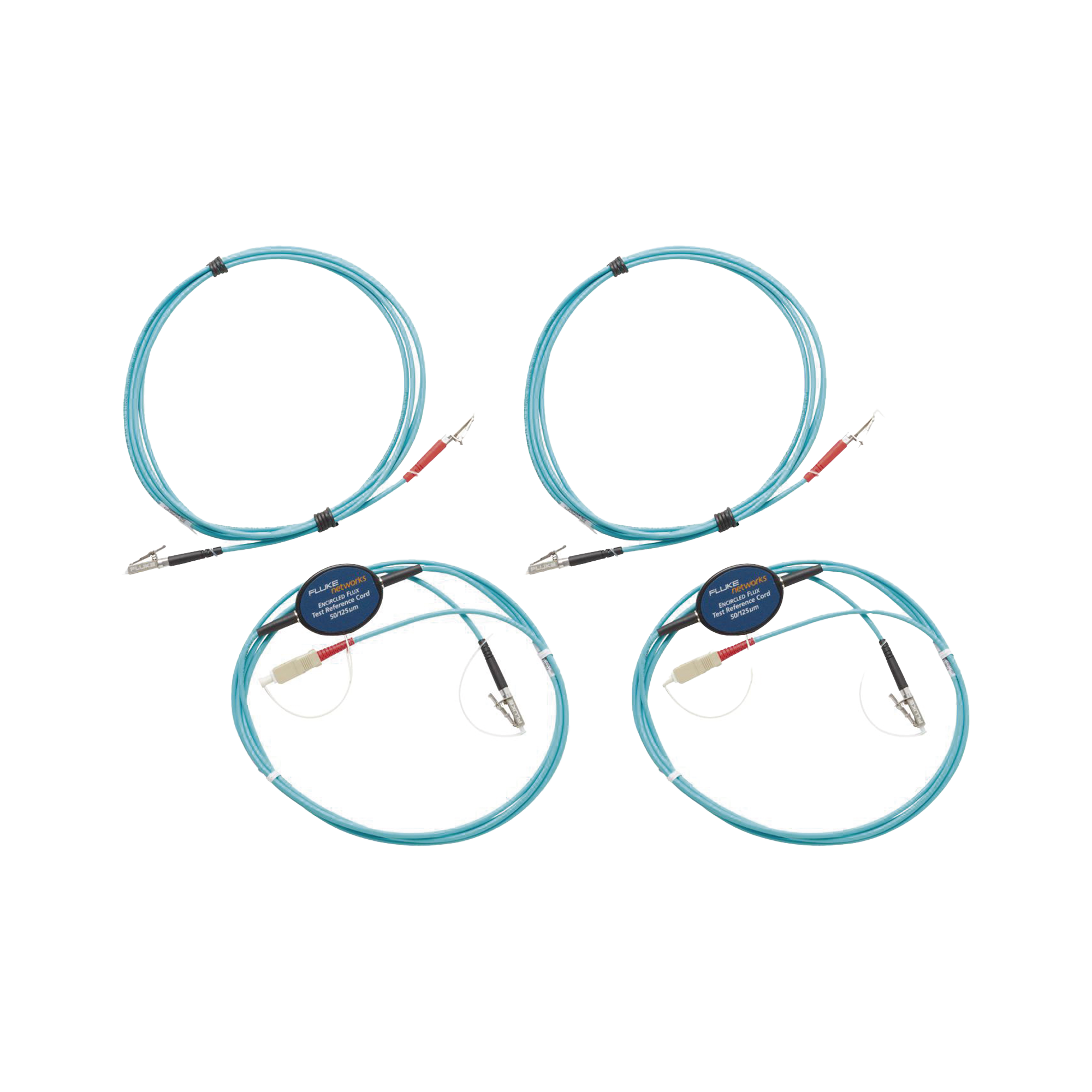 Kit de Cables de Referencia de Comprobación Multimodo CertiFiber Pro, Para Fibras con Conectores LC de 50µm (2 SC/LC Metálico, 2 LC/LC Metálico), de 2 Metros (6.56 Pies)