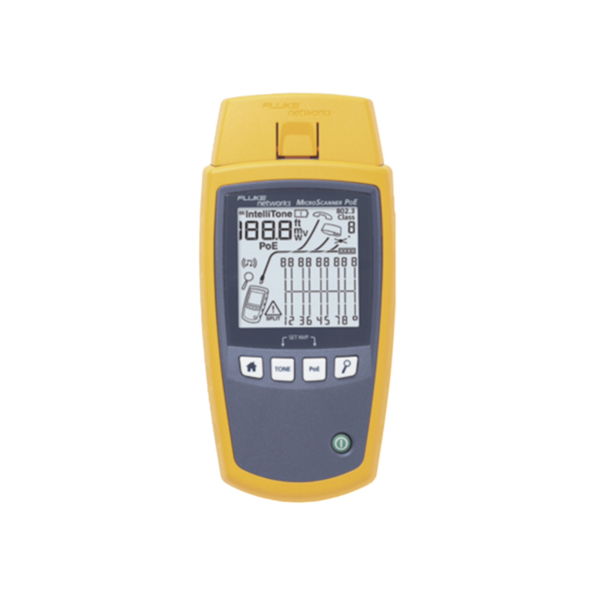 Verificador de Red MicroScanner PoE, para Comprobación de Redes de Voz, Datos, Video y PoE 802.3af, at, bt y UPOE, con Pantalla LCD Retroiluminada
