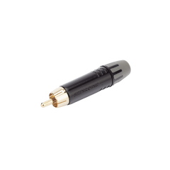 Conector Macho RCA | Carcasa Enchapada en Negro | Contacto Enchapado en Oro | Cable OD 3.5-6.5mm