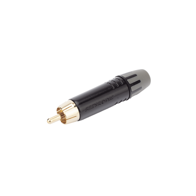 Conector Macho RCA | Carcasa Enchapada en Negro | Contacto Enchapado en Oro | Cable OD 3.5-6.5mm