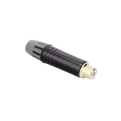 Conector Hembra RCA | Carcasa Enchapada en Negro | Contacto Enchapado en Oro | Cable OD 3.5-6.5mm