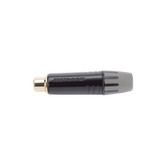 Conector Hembra RCA | Carcasa Enchapada en Negro | Contacto Enchapado en Oro | Cable OD 3.5-6.5mm