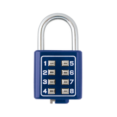 Candado Digital de Combinación M35 / No Requiere Llave / Combinación única integrada por 4 dígitos / Color Azul.
