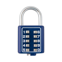 Candado Digital de Combinación M40 / No Requiere Llave / Combinación única integrada por 4 dígitos / Color Azul.