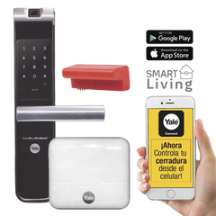 Kit Cerradura con manija YMF40A y HUB, Apertura por,  Código, Biometría y apertura por SMARTPHONE, Para puertas de 35 a 90 mm de espesor