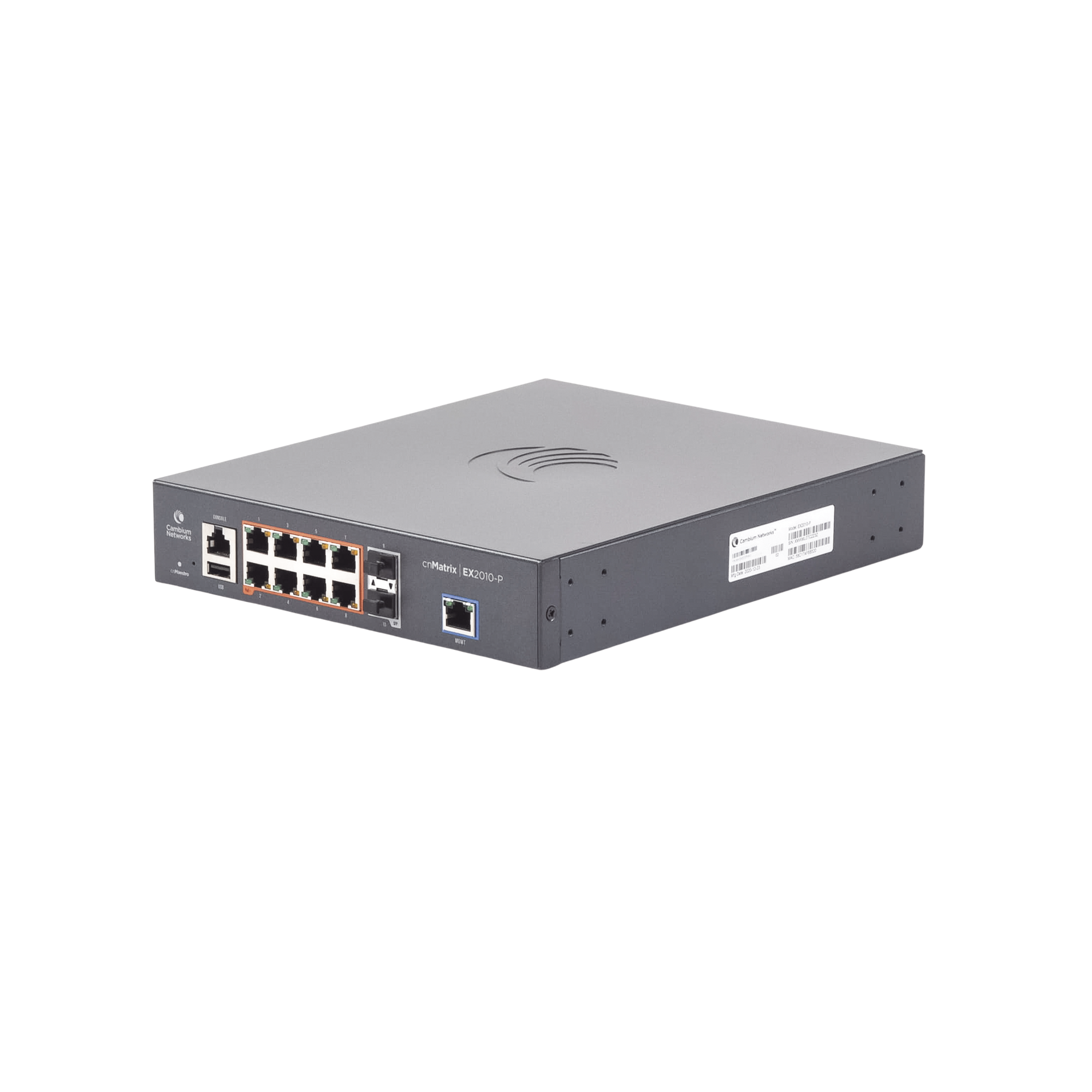 Switch cnMatrix EX2010-P capa 3 de 10 puertos(8 PoE Gigabit 802.3af/at, 2 SFP, 1 consola, 1 MNGMT, 1 USB)  administración desde la Nube (MX-EX2010PXA-U)