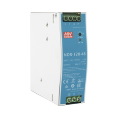 Fuente de poder industrial de 120 W, salida 48 Vcc, entrada 90~264 VCA, para montaje en riel DIN,
