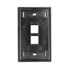 Placa de Pared Vertical, Salida Para 2 Puertos Keystone, Con Espacios Para Etiquetas, Color Negro