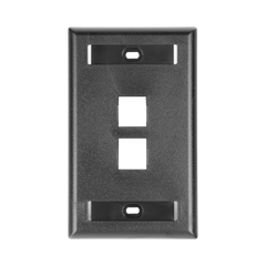 Placa de Pared Vertical, Salida Para 2 Puertos Keystone, Con Espacios Para Etiquetas, Color Negro