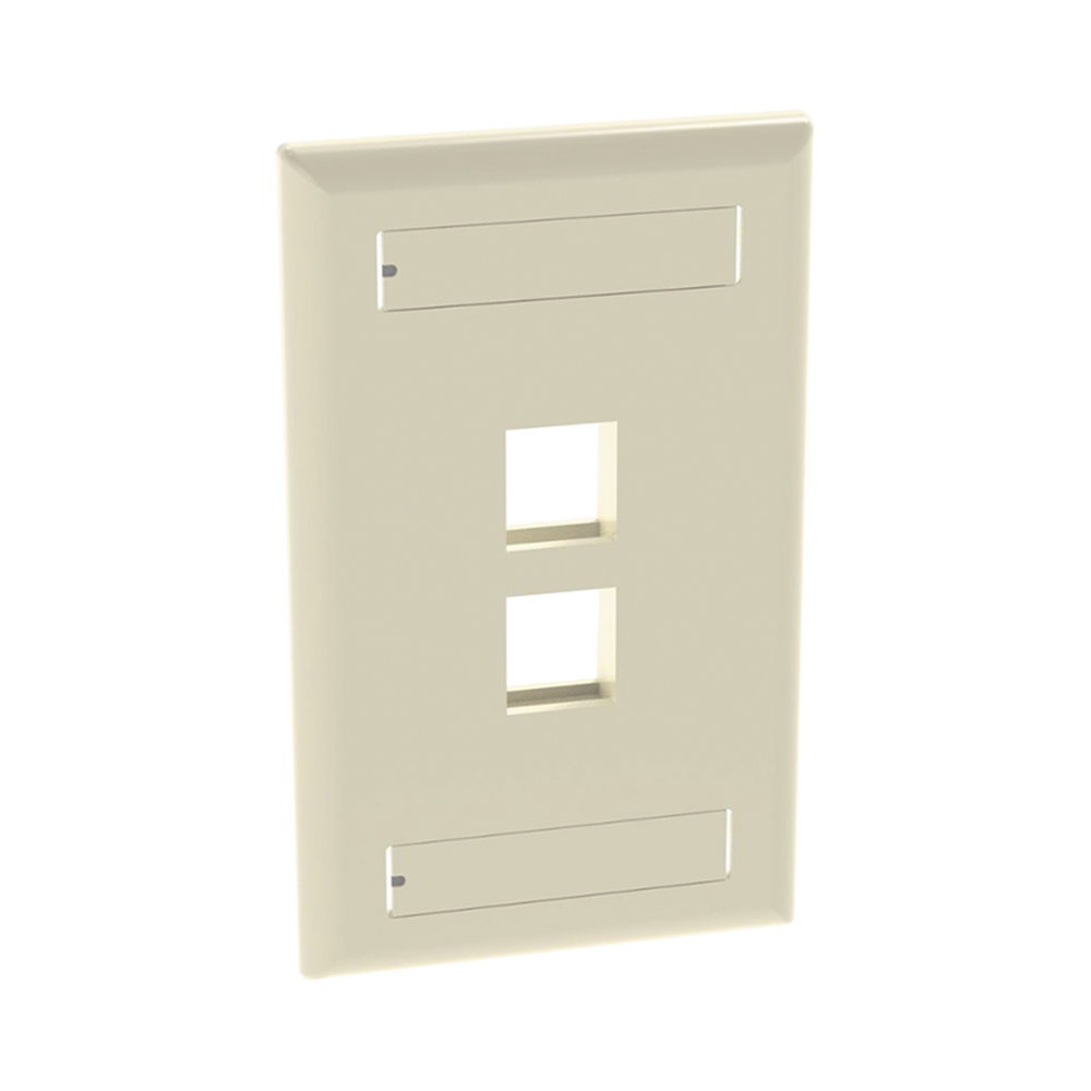 Placa de Pared Vertical, Salida Para 2 Puertos Keystone, Con Espacios Para Etiquetas, Color Marfil