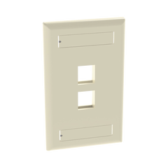Placa de Pared Vertical, Salida Para 2 Puertos Keystone, Con Espacios Para Etiquetas, Color Marfil