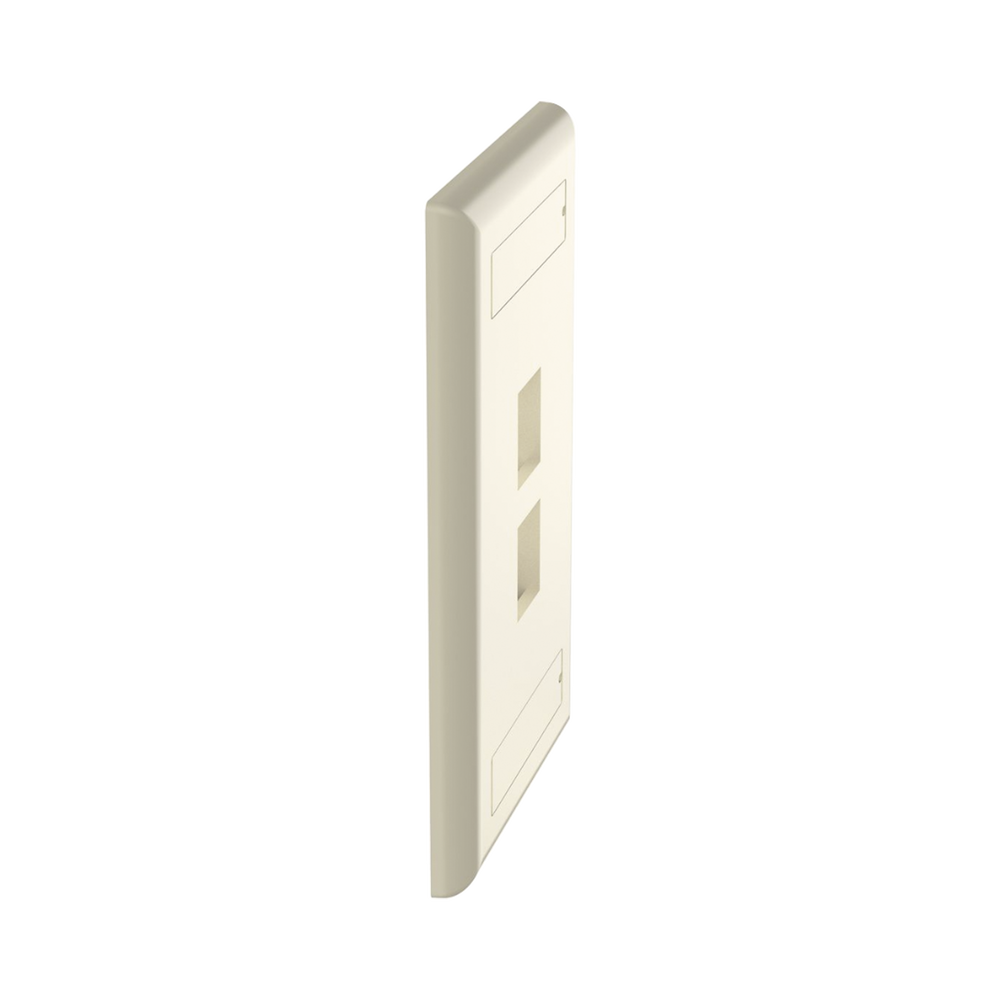Placa de Pared Vertical, Salida Para 2 Puertos Keystone, Con Espacios Para Etiquetas, Color Marfil