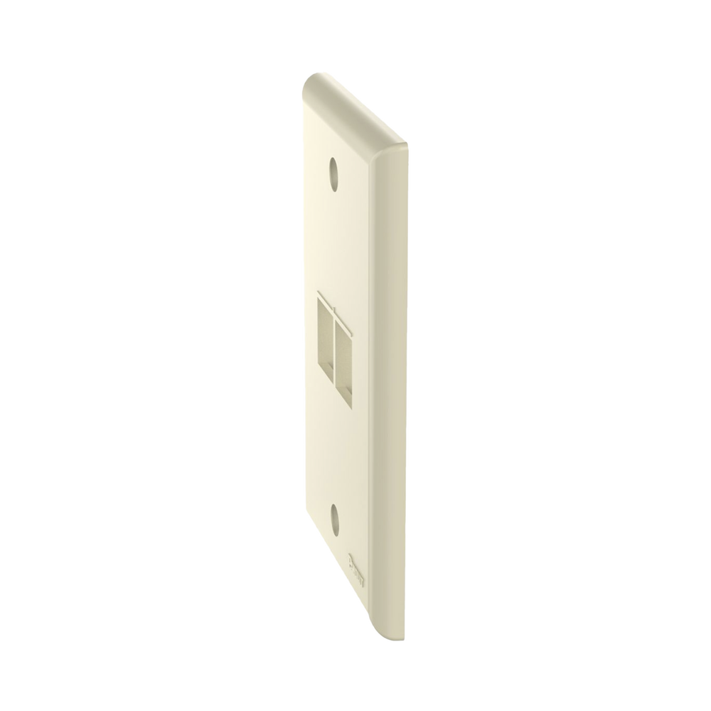 Placa de Pared Vertical, Salida Para 2 Puertos Keystone, Color Marfil