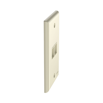 Placa de Pared Vertical, Salida Para 2 Puertos Keystone, Color Marfil