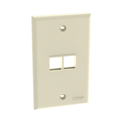Placa de Pared Vertical, Salida Para 2 Puertos Keystone, Color Marfil