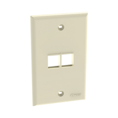 Placa de Pared Vertical, Salida Para 2 Puertos Keystone, Color Marfil