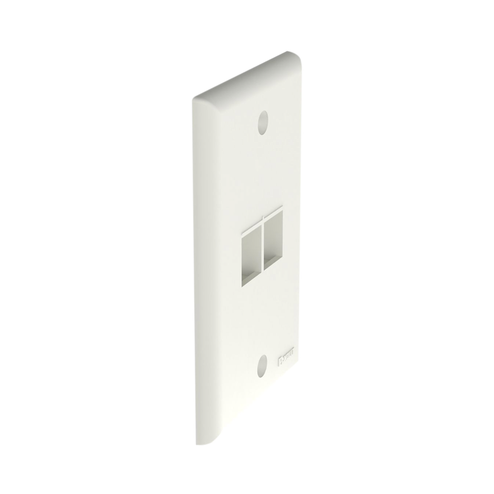 Placa de Pared Vertical, Salida Para 2 Puertos Keystone, Color Blanco Mate