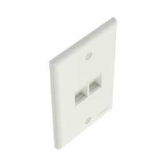 Placa de Pared Vertical, Salida Para 2 Puertos Keystone, Color Blanco Mate