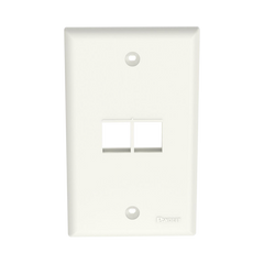 Placa de Pared Vertical, Salida Para 2 Puertos Keystone, Color Blanco Mate